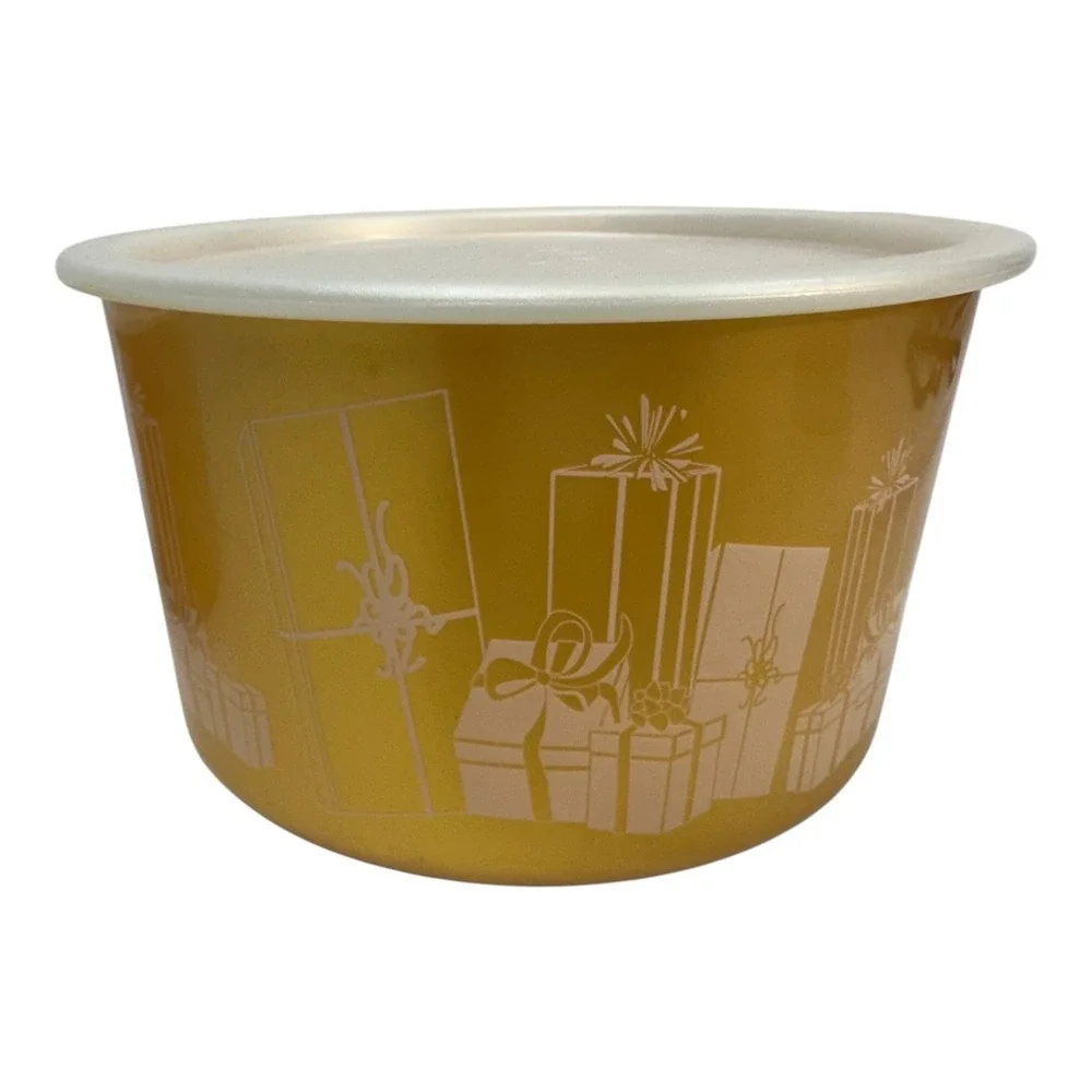 Tupperware Holiday Canisters Stacking Set of 2 Snowflakes Pearlescent Shimmers